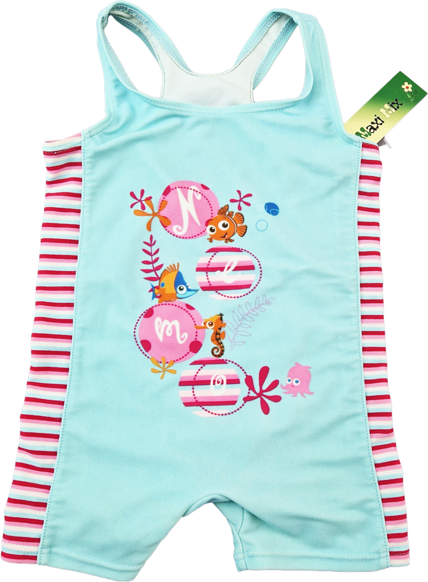 Badeanzug mit Beinen Gr. 68 mintgrün mit Nemofisch