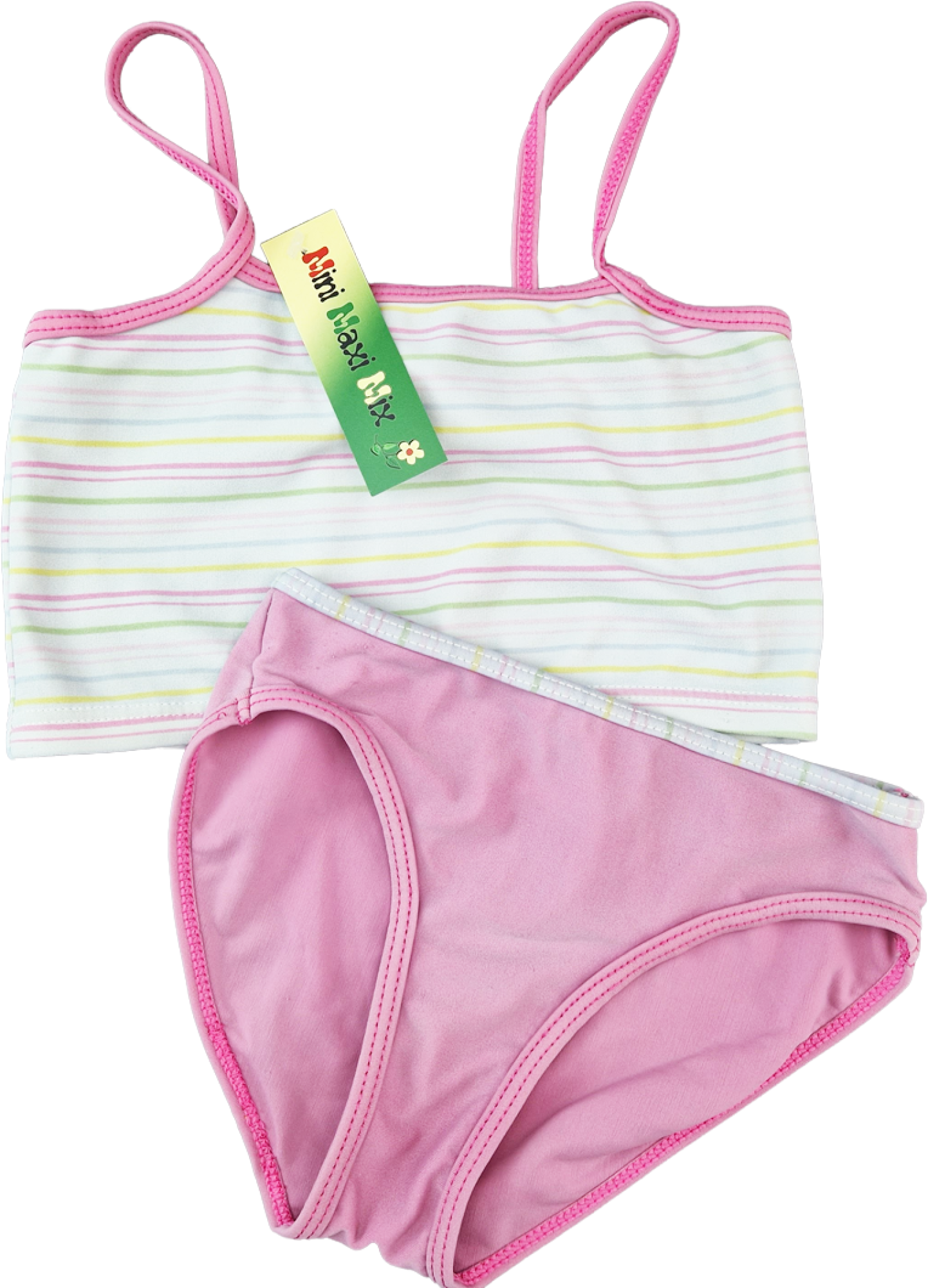 Bikini Gr. 104/110 Aldi altrosa/weiß/gelb gestreift