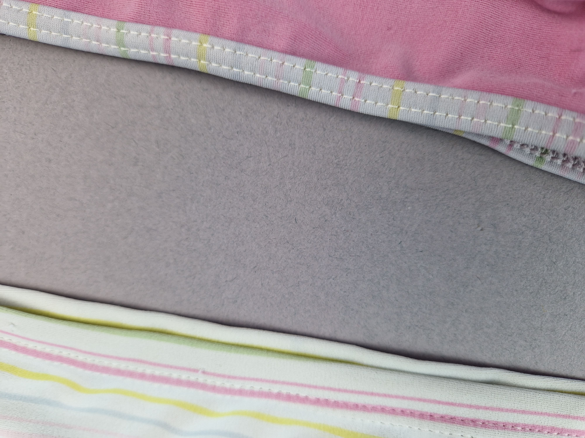 Bikini Gr. 104/110 Aldi altrosa/weiß/gelb gestreift