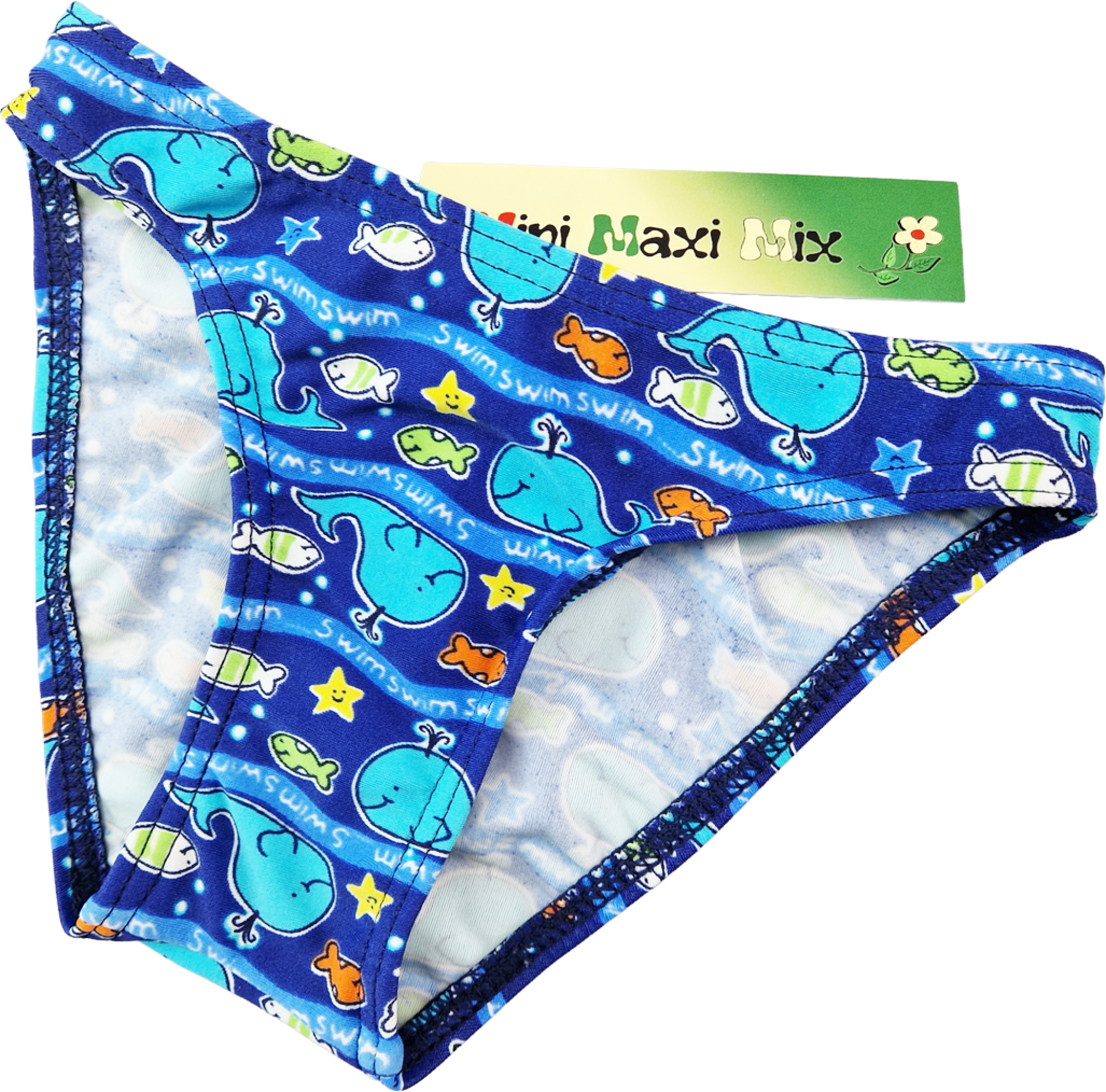 Badehose Gr. 86/92 blau mit Fischen