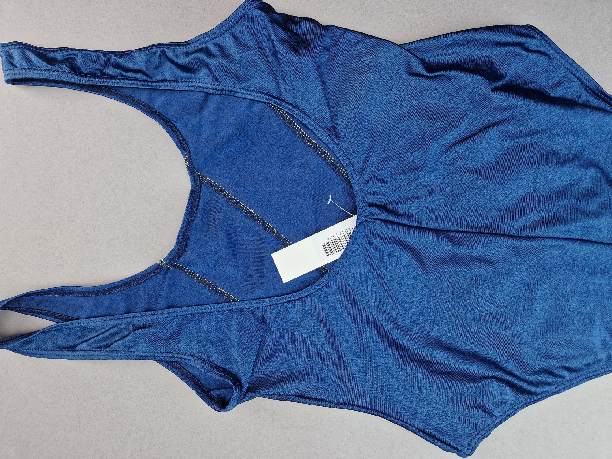 Badeanzug Gr. 164/170 dunkelblau mit goldenen Nähten