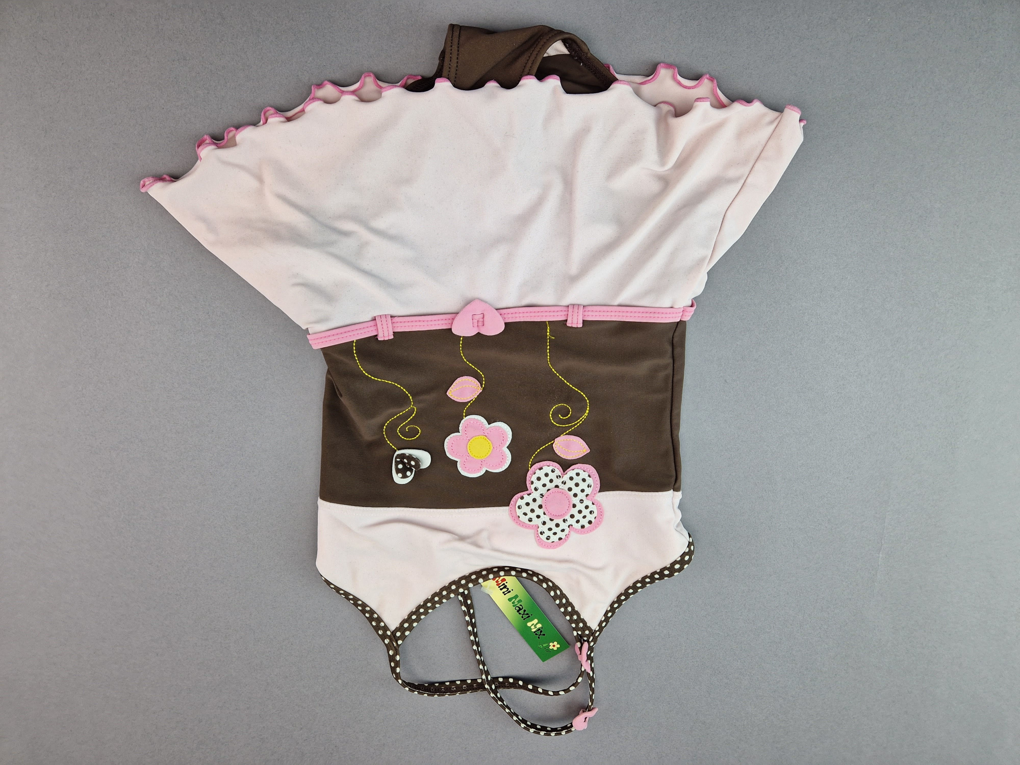 Badeanzug Gr. 128/134 H&M rosa/braun Kleidchen/Blümchen