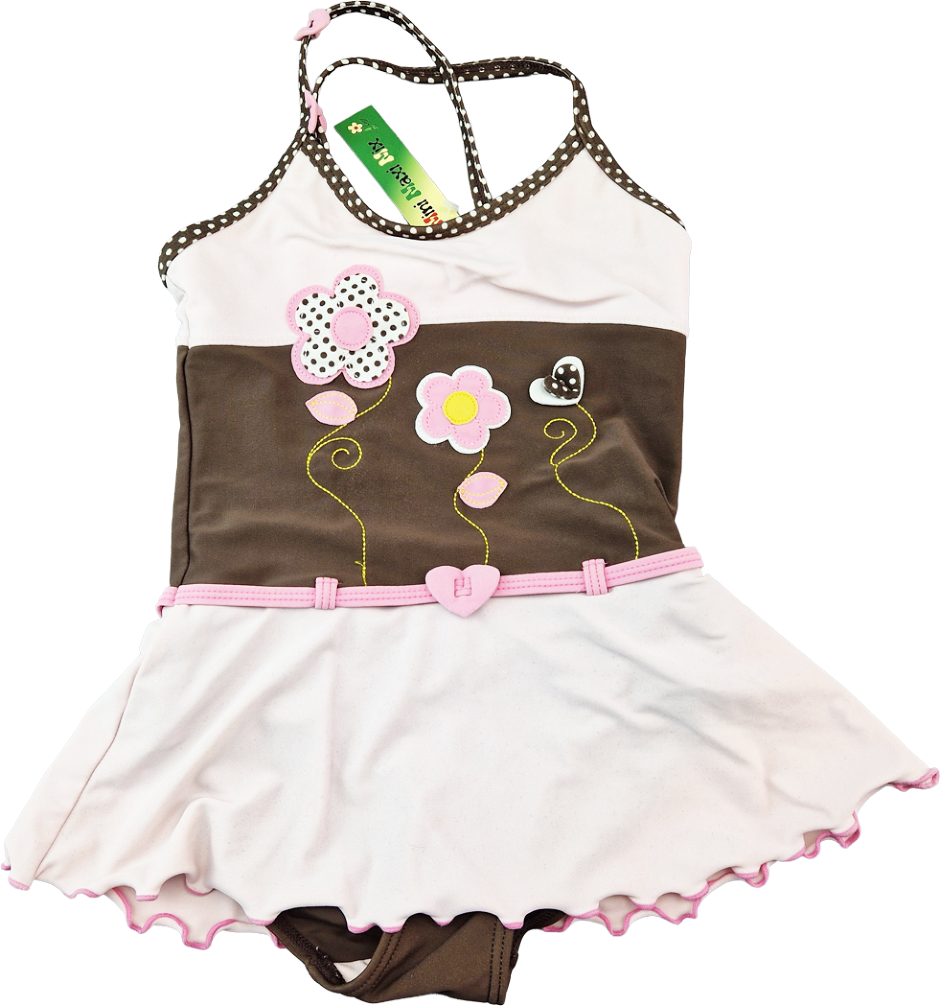 Badeanzug Gr. 128/134 H&M rosa/braun Kleidchen/Blümchen