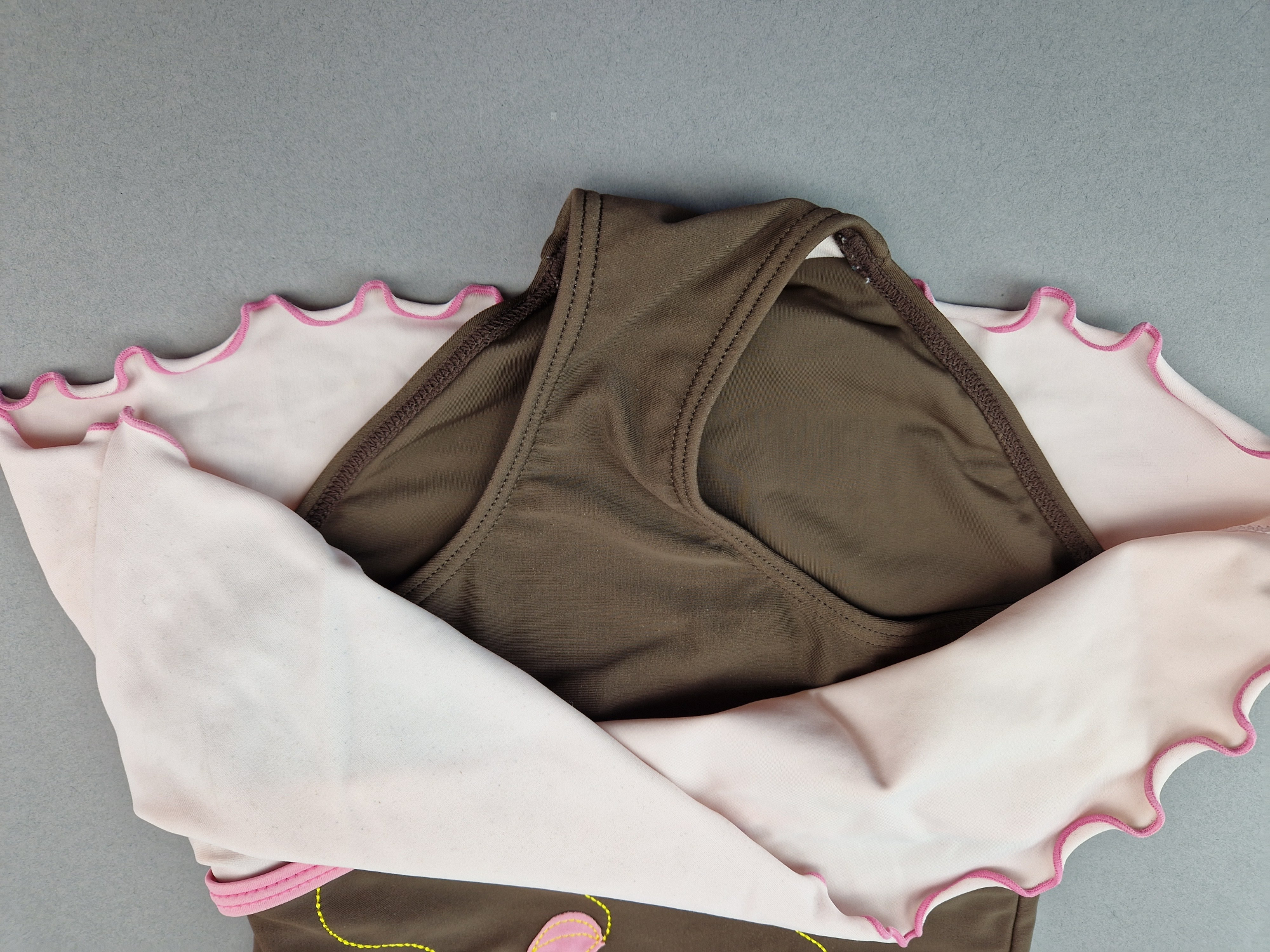 Badeanzug Gr. 128/134 H&M rosa/braun Kleidchen/Blümchen