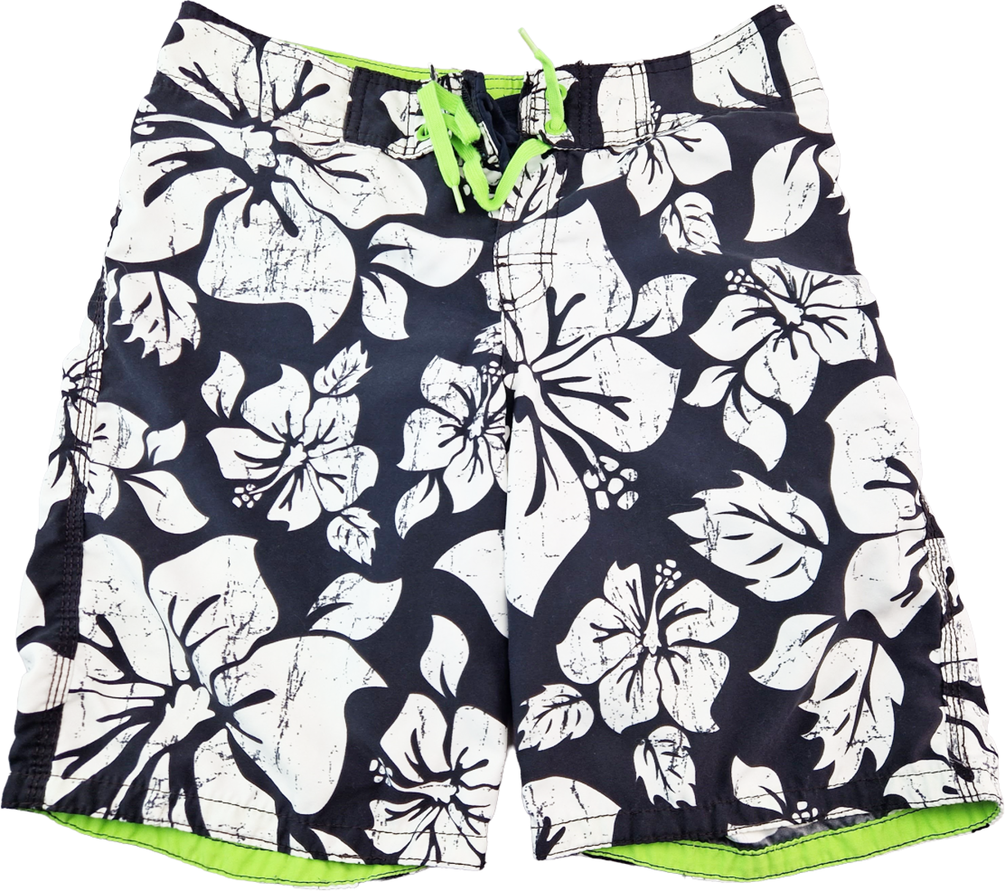 Badeshorts Gr. 158/164 H&M schwarz/weiß – neongrün  Blätter