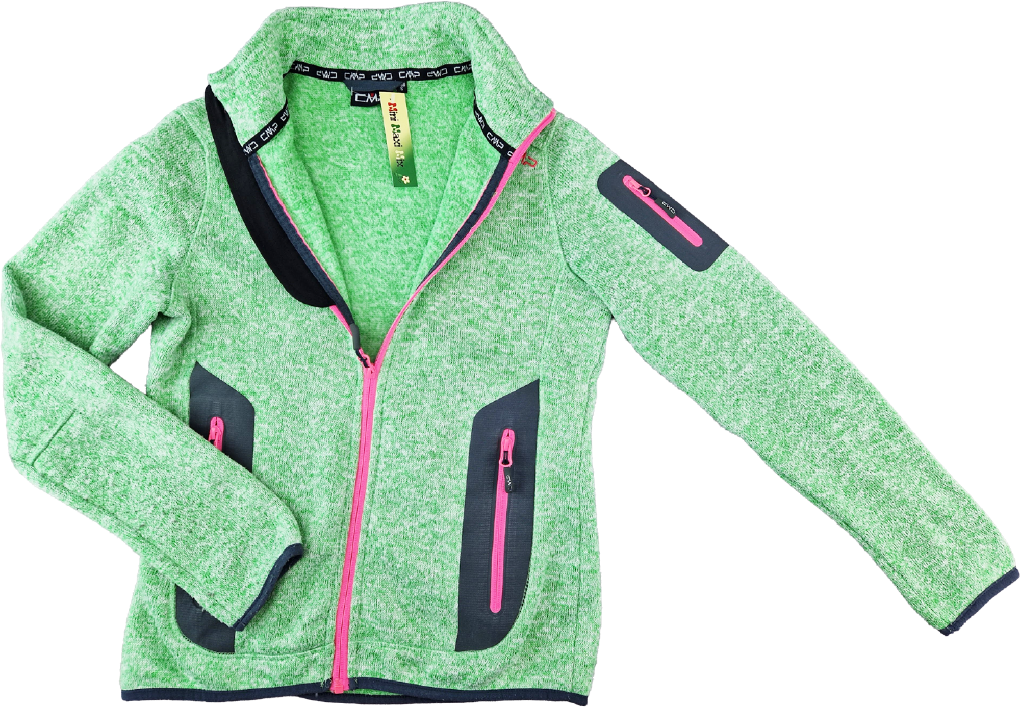 Fleecejacke Gr. 36/38 CMP grün meliert/pink/grau