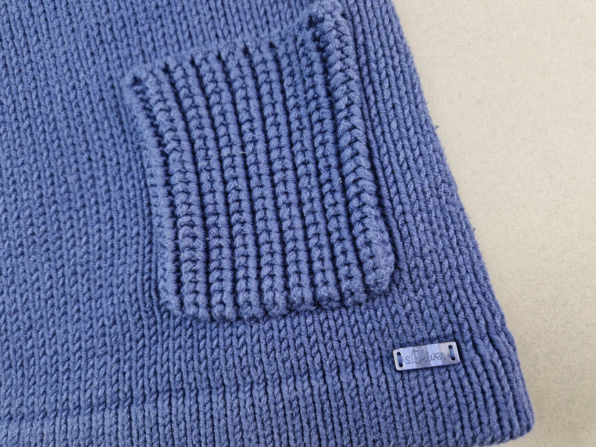 Bolerostrickjacke Gr. 164 s.Oliver blau/lila kurzarm dick gestrickt Acrylwolle