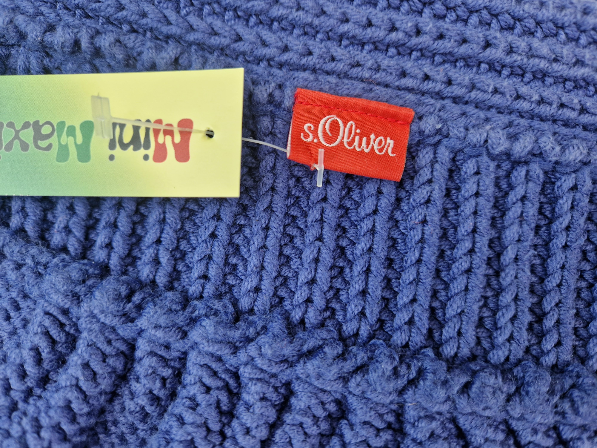 Bolerostrickjacke Gr. 164 s.Oliver blau/lila kurzarm dick gestrickt Acrylwolle