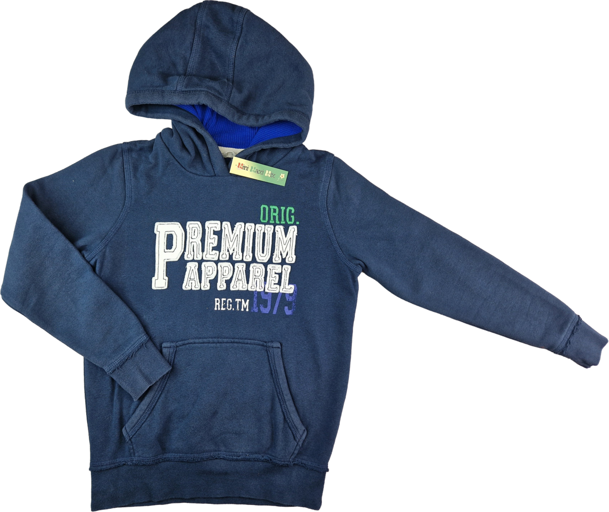 Kaputzensweatshirt Gr. 134/140 dunkelblau Premium Bauchtasche