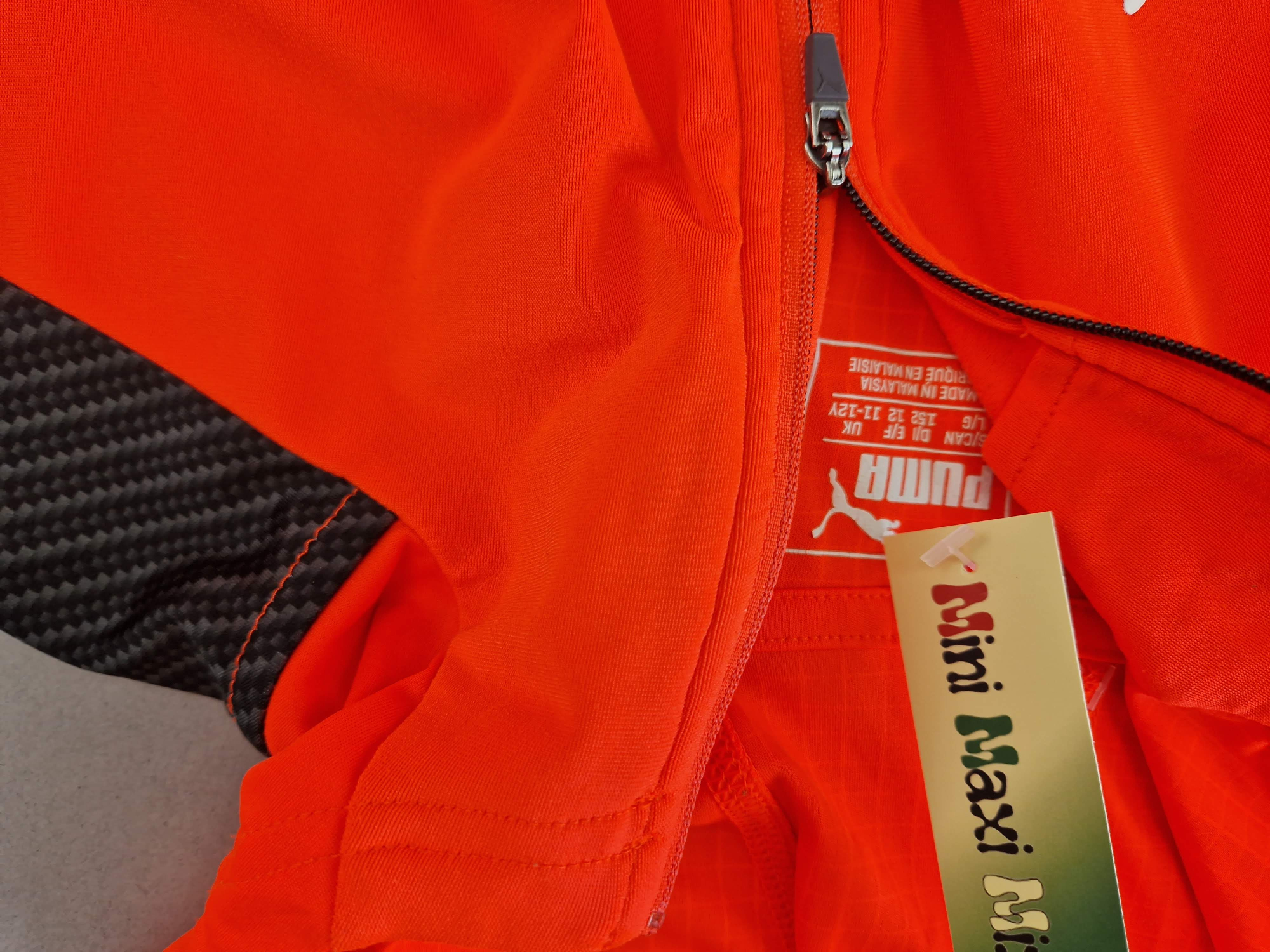 Stretch Sportsweatshirt Gr. 158/164 Puma leuchtorange/schwarz langarm Kaputze