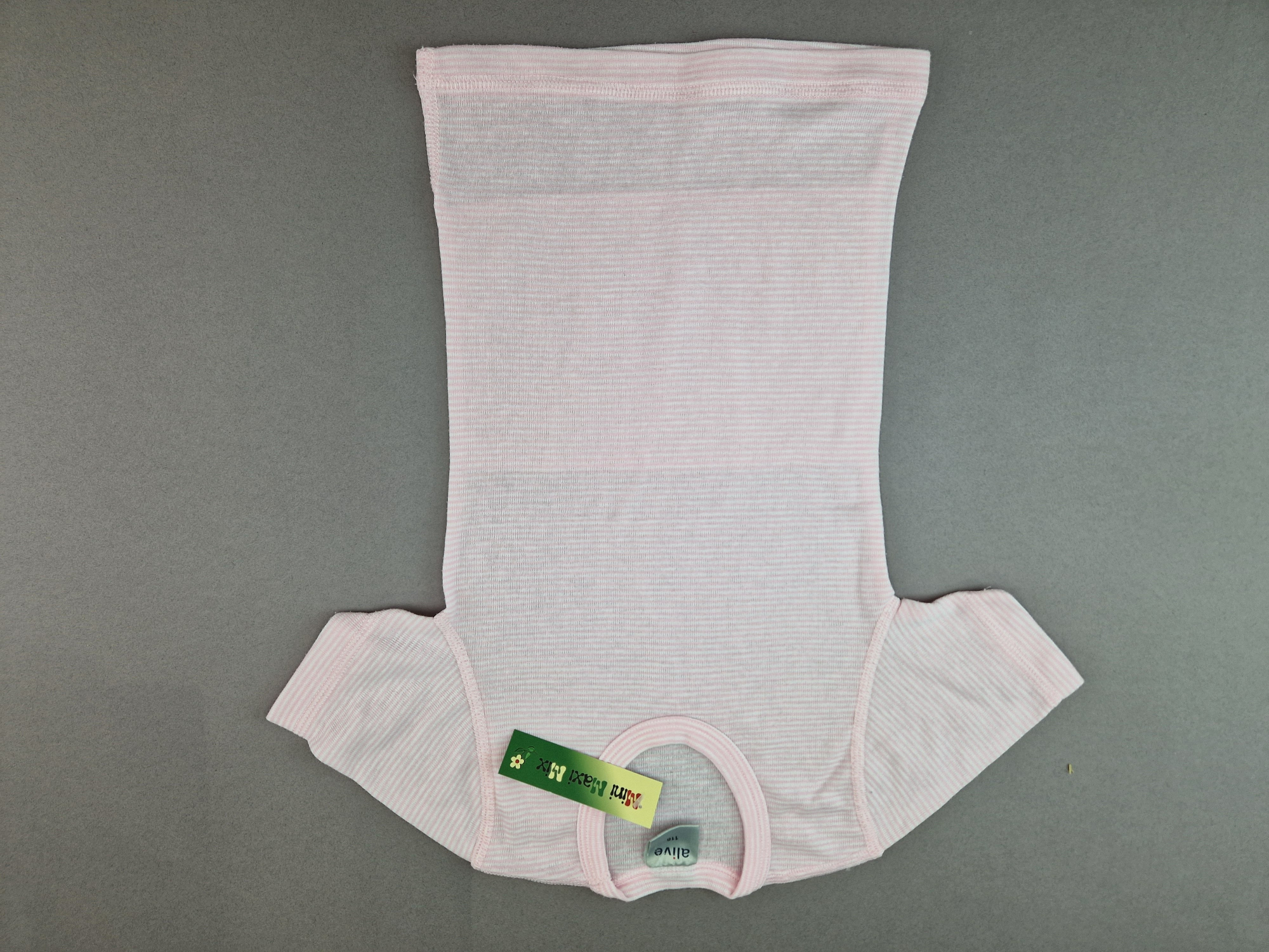 Halbarmunterhemd Gr. 122 rosa/weiß geringelt