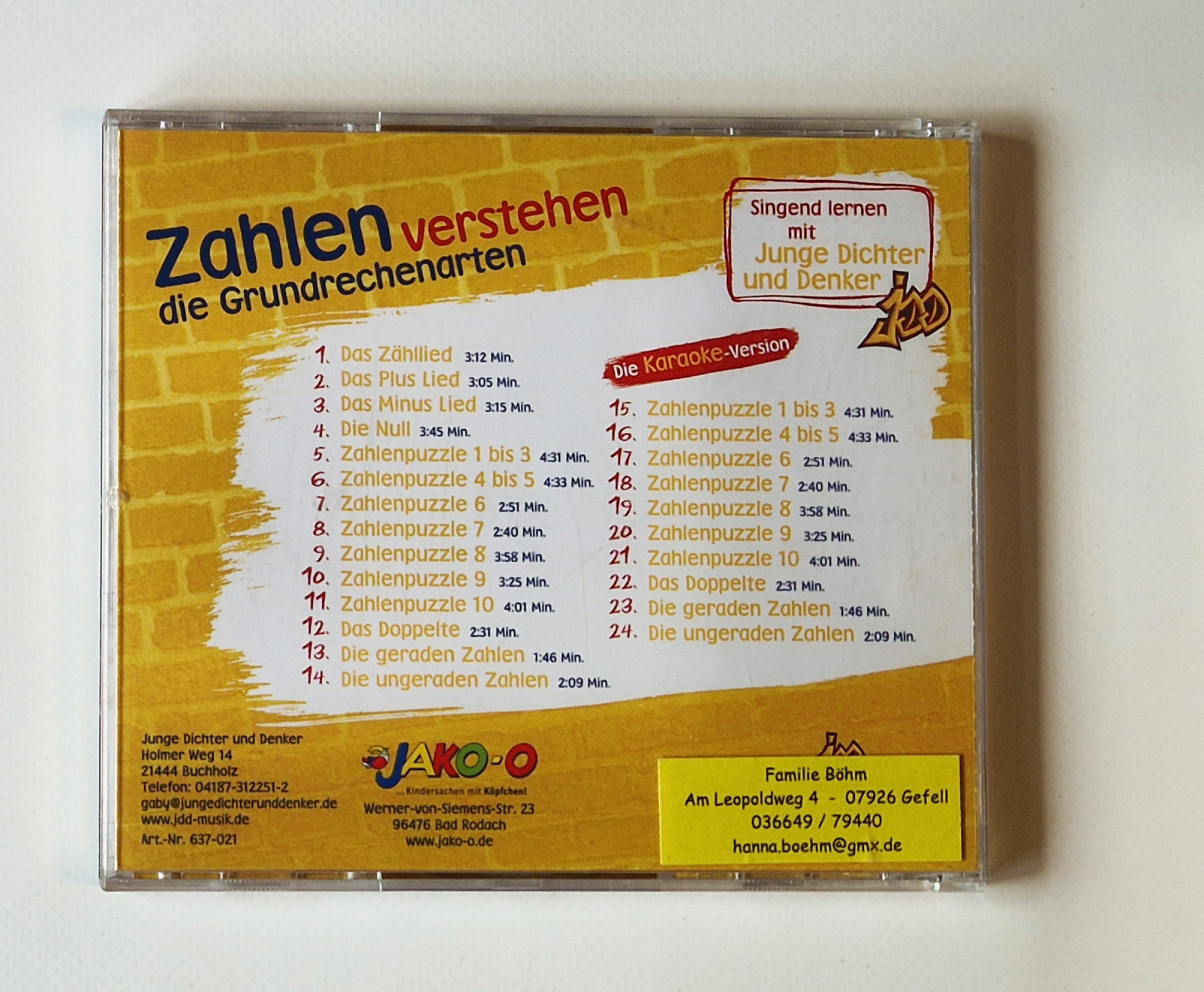 Zahlen verstehen – die Grundrechenarten – Singend lernen mit Junge Dichter und Denker – Sonder-Edition für Jako-o