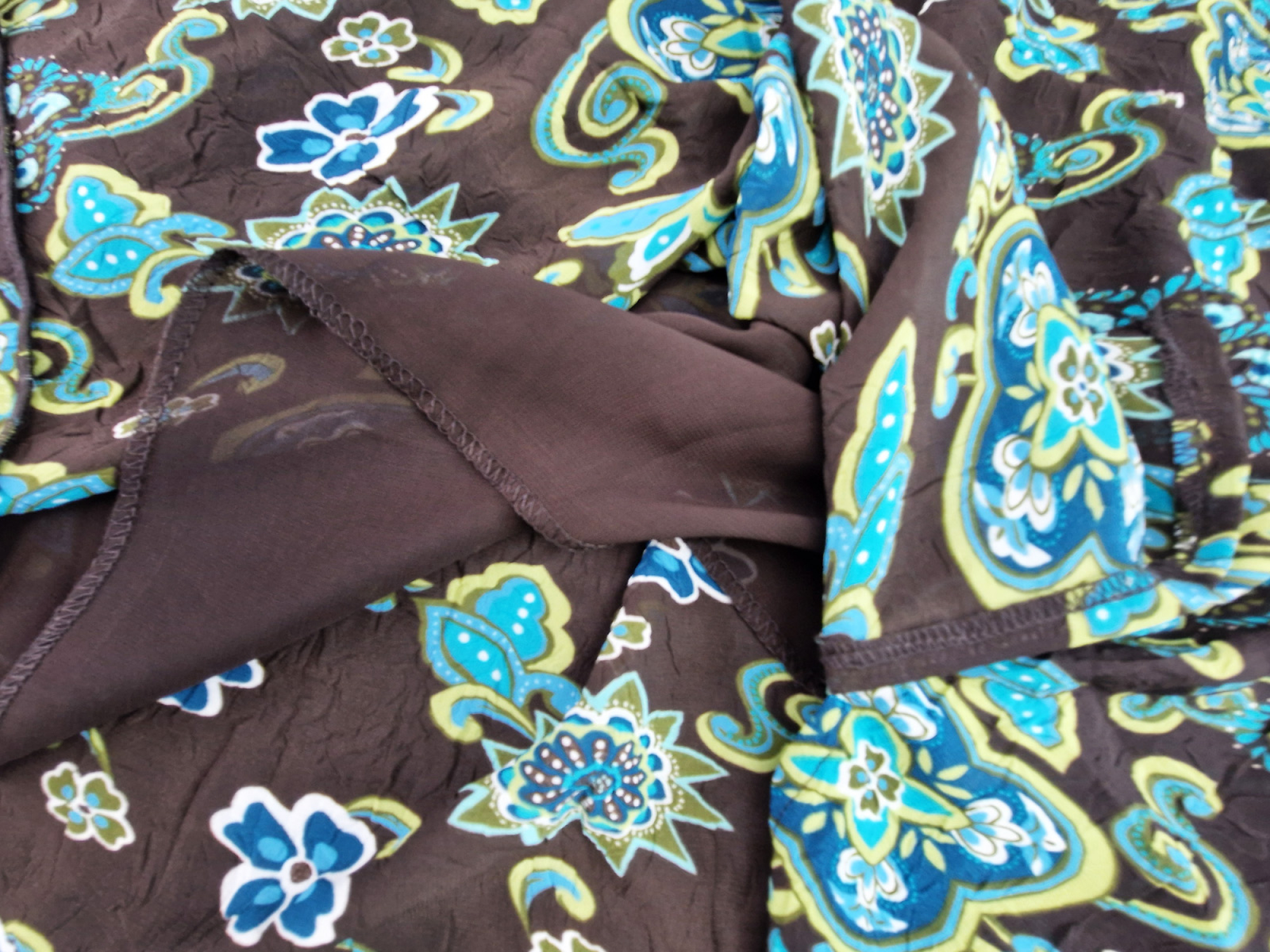 schicke Langarmbluse Gr. 48/50 NKD braun/grün/türkis Blumen