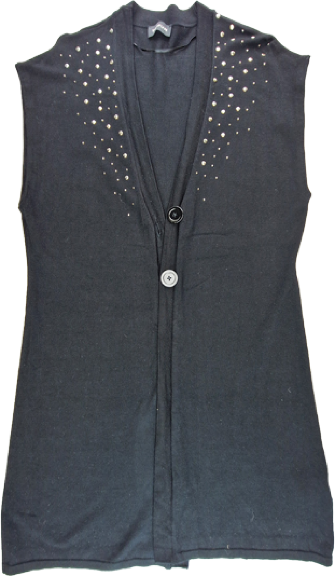 lange Stretchweste Gr. 38/40 Taifun ohne Arm tiefschwarz mit Nieten