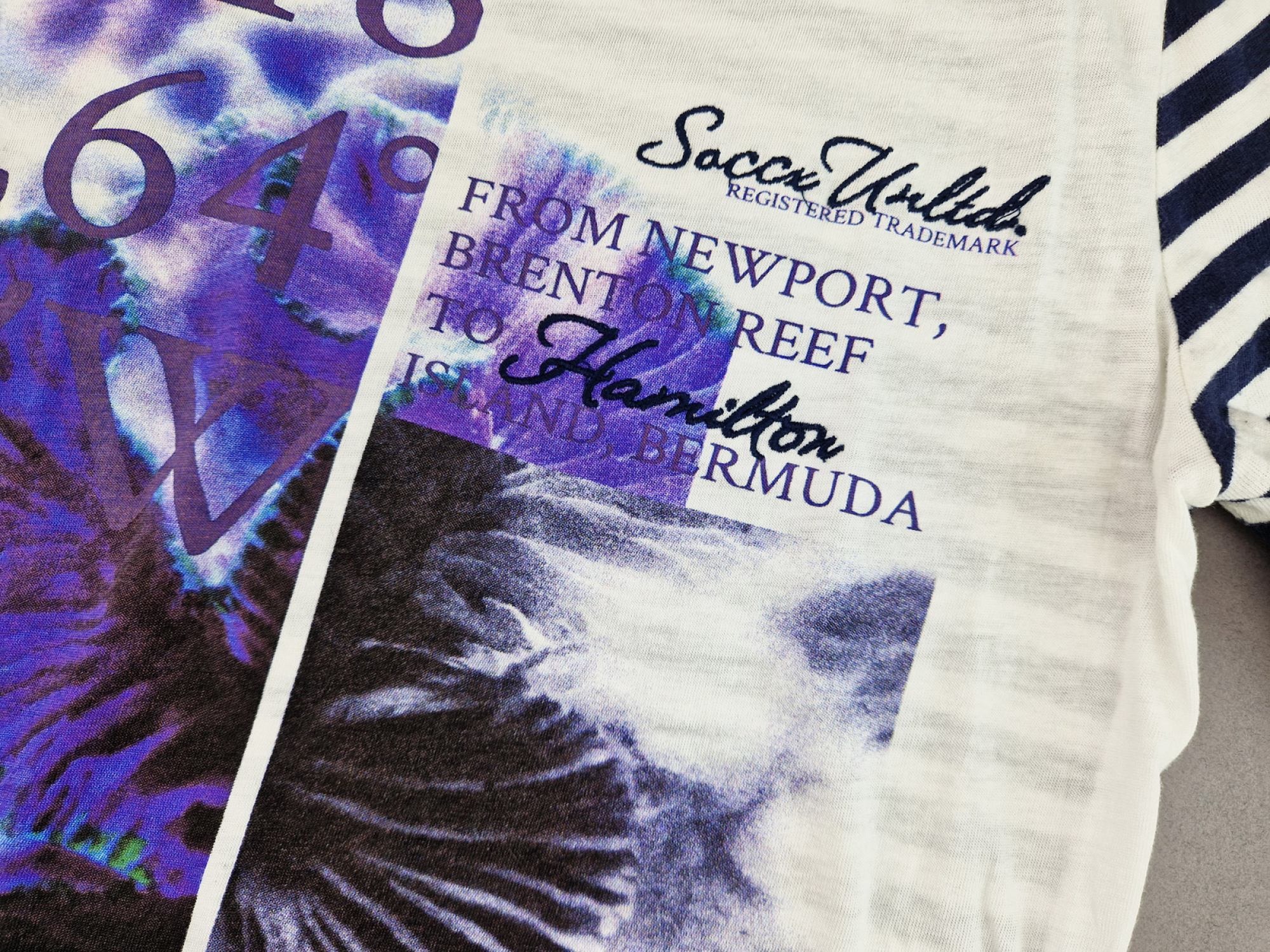 ¾ Arm Shirt Gr. 36 soccx weiß/dunkelblau/lila gestreift