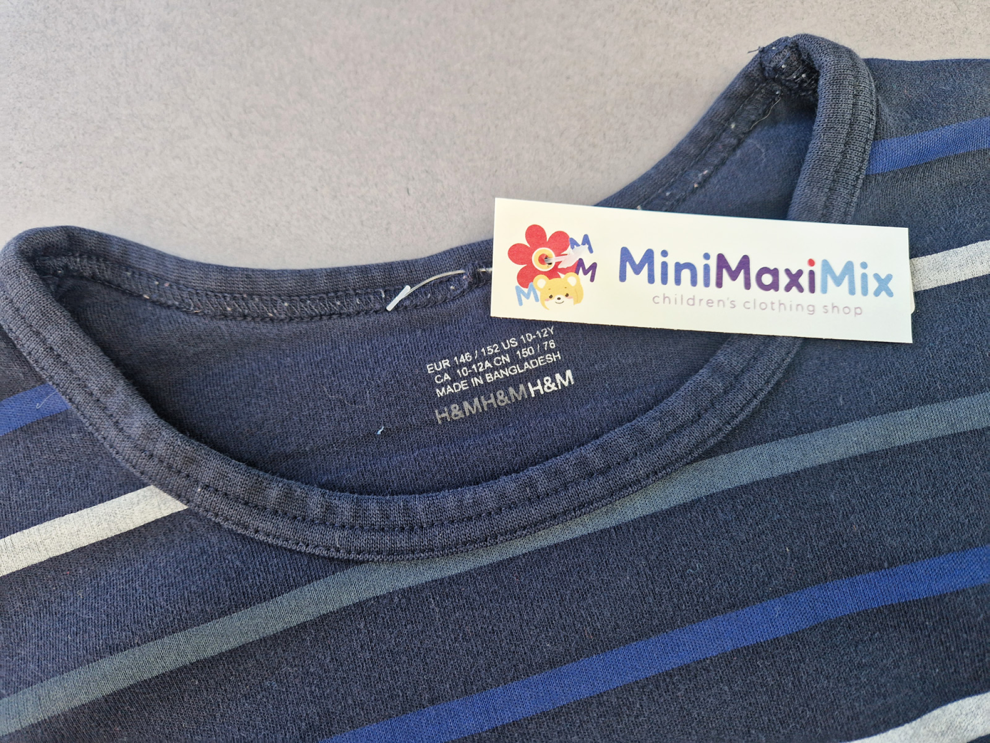 Schlafanzug Gr. 146/152 H&M langarm blau geringelt