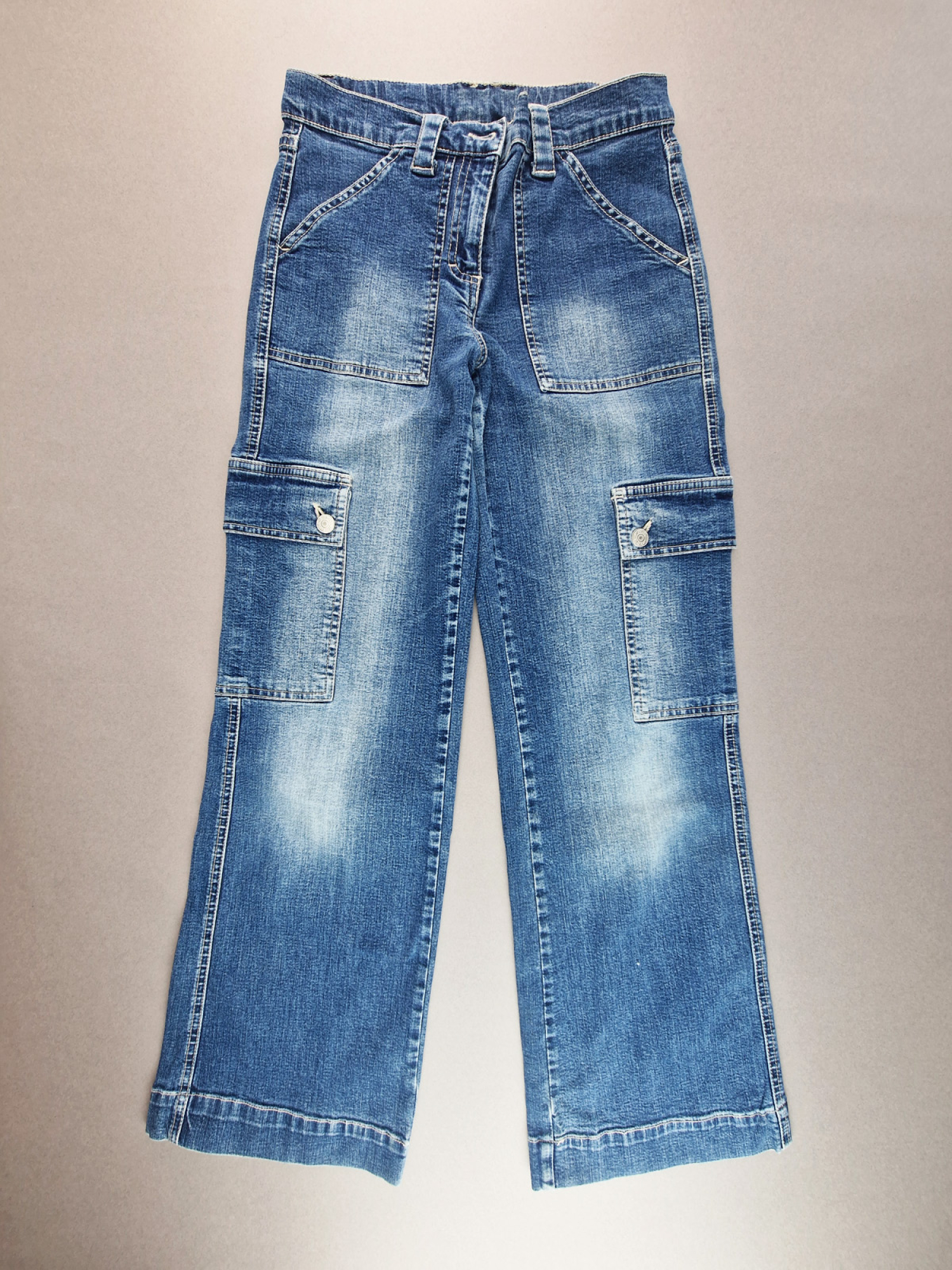 Stretch Cargojeans Gr. 158/164 Fitz blau mit vielen Taschen