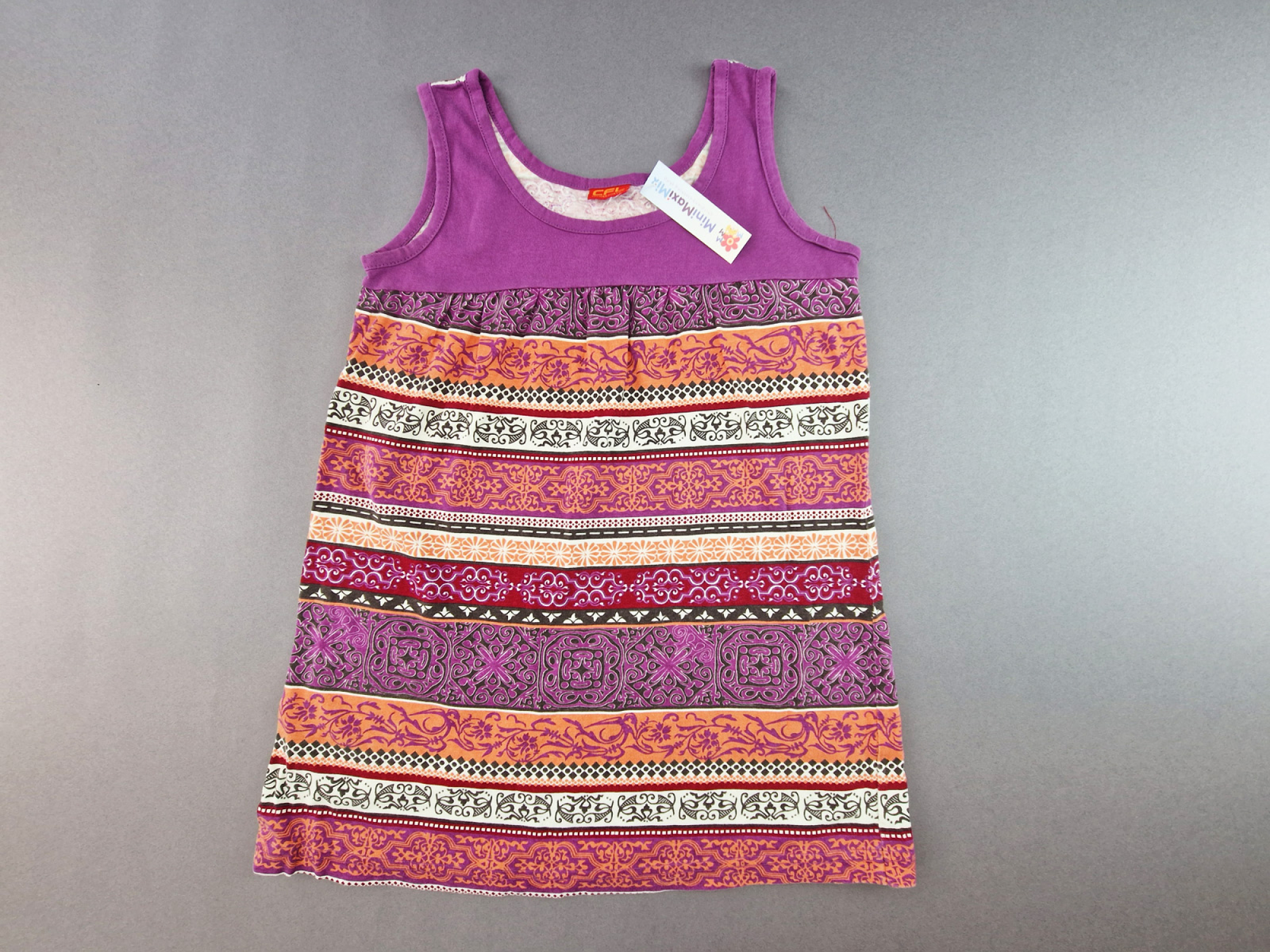 Trägershirt Gr. 158/164 CLF lila/orange gemustert