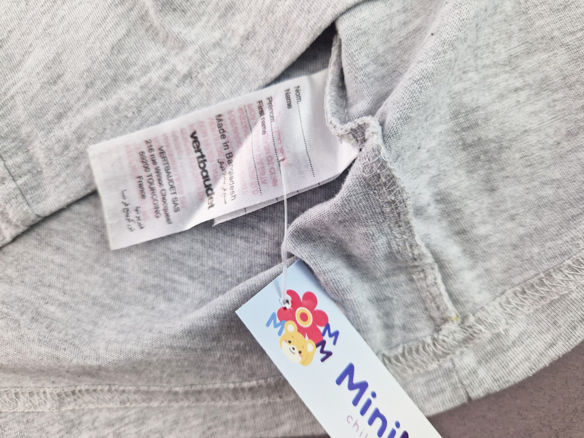 Langarmrolli Gr. 152/158 verbaudet hellgrau meliert – Handbemalt Kraken