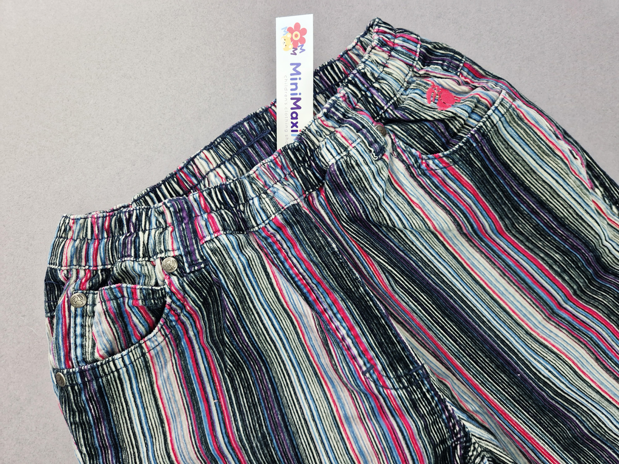 Cordhose weit Gr. 158/164 Jako-o gestreift bunt rosa/schwarz/grau