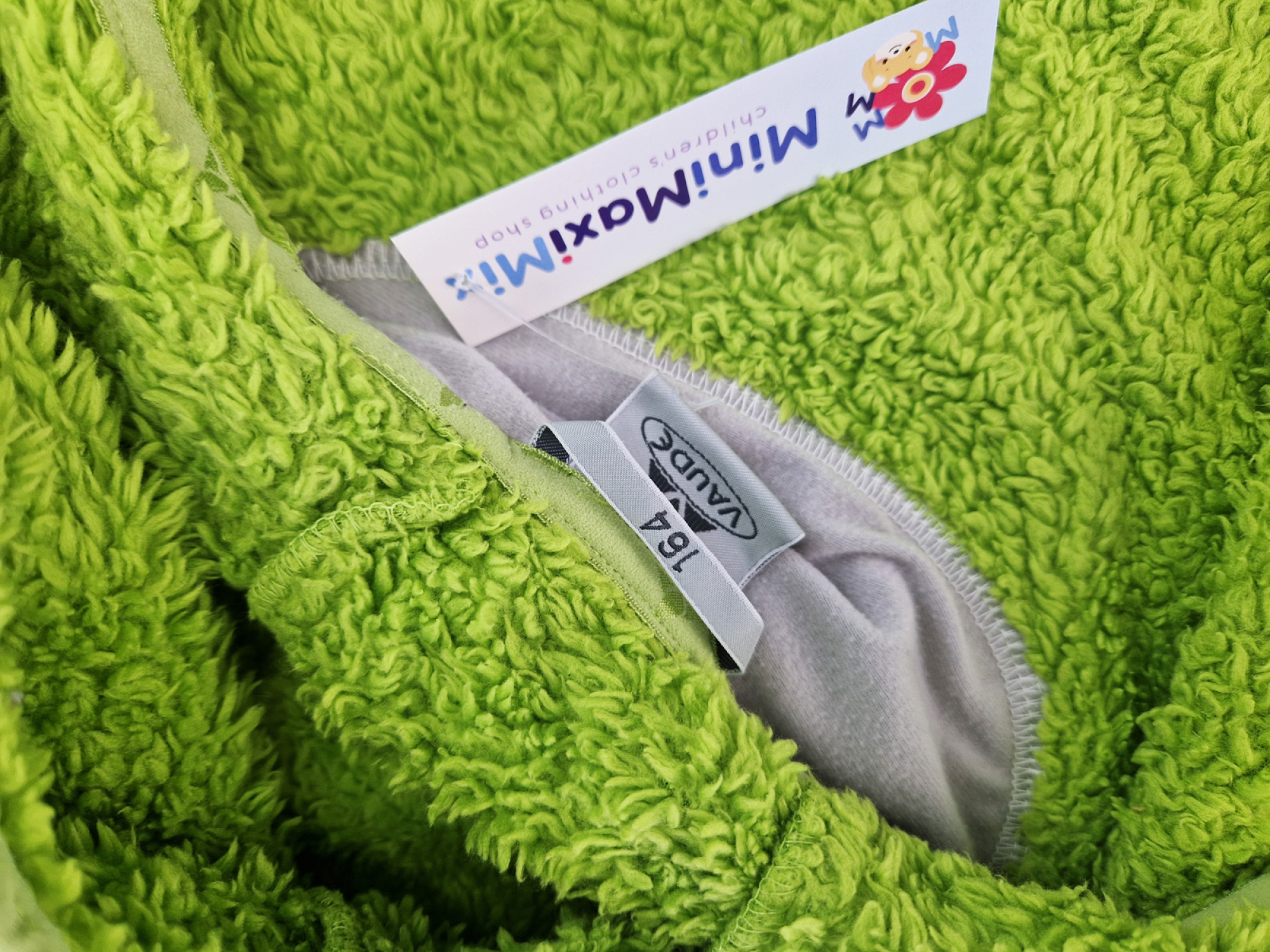 Kuschelfleecejacke Gr. 158/164 Vaude hellgrün mit Kaputze