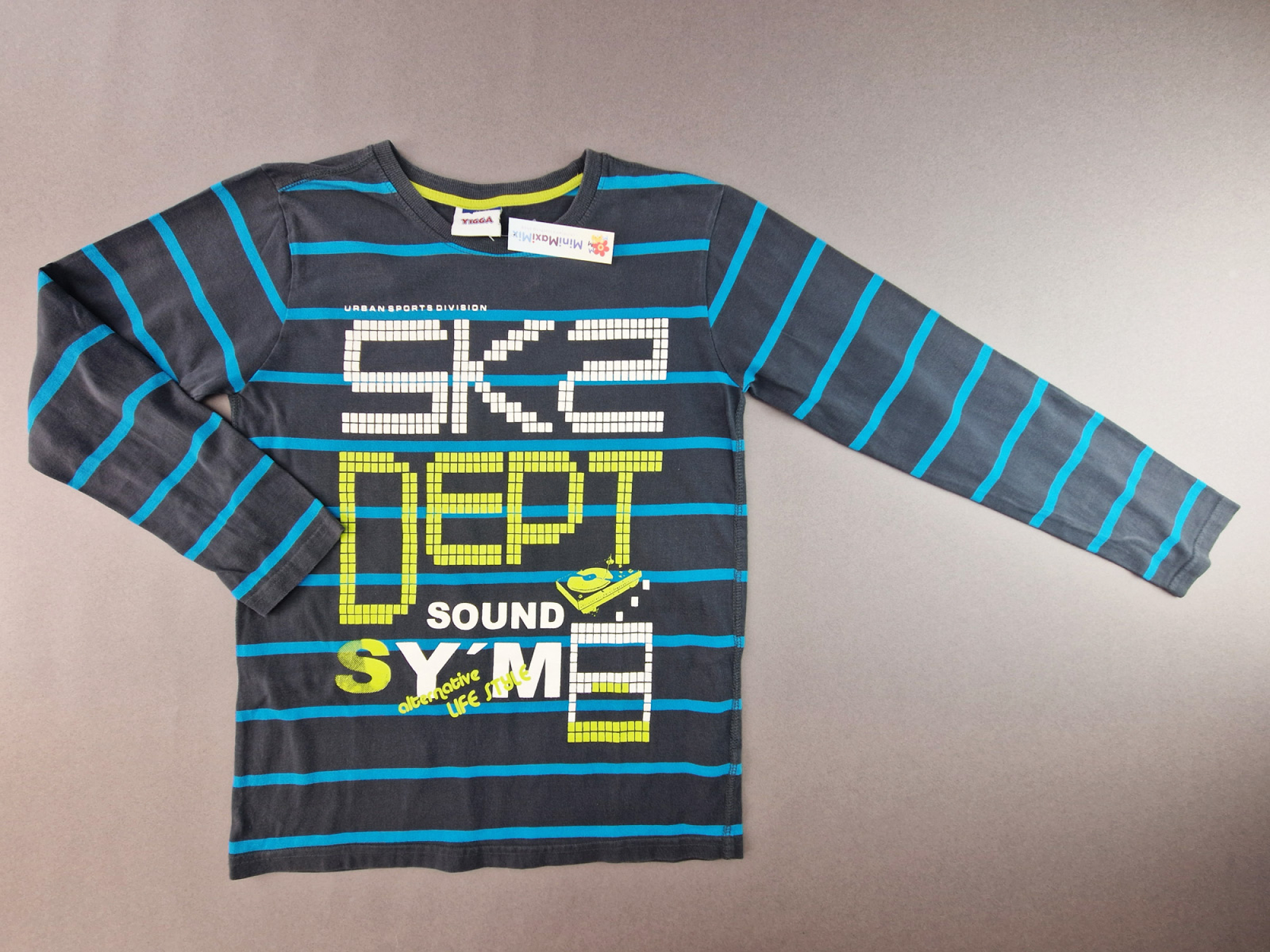 Langarmshirt Gr. 158/164 Yigga türkis/grau mit Aufdruck