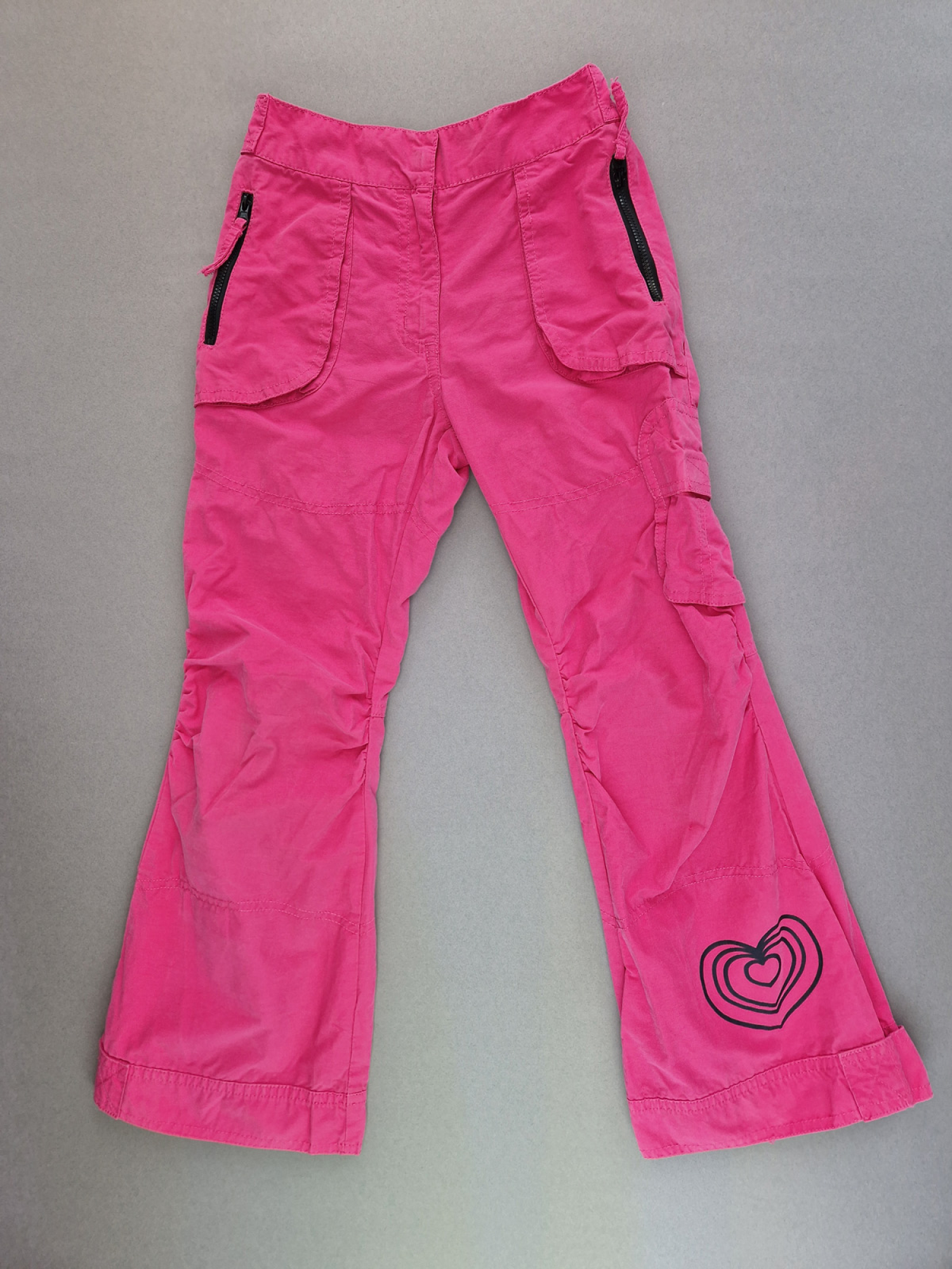 lange Sommerhose Gr. 122 pink Schlaghose viele Taschen