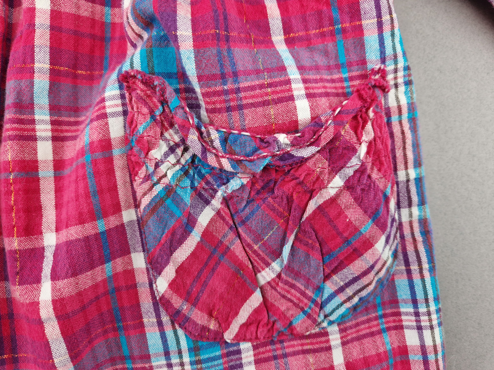 Karobluse Gr. 116/122 Topolino pink/blau langarm Glitzer