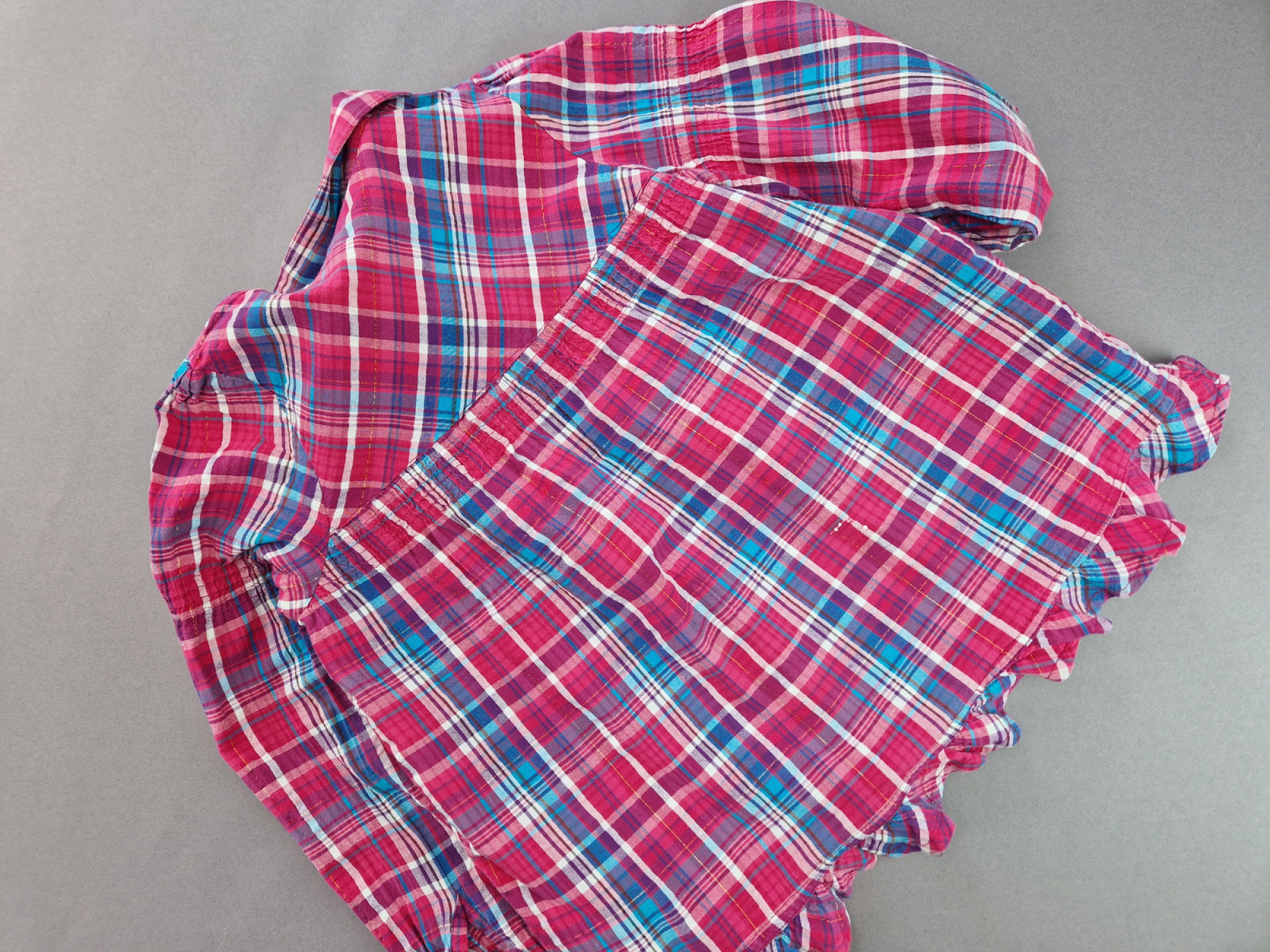 Karobluse Gr. 116/122 Topolino pink/blau langarm Glitzer