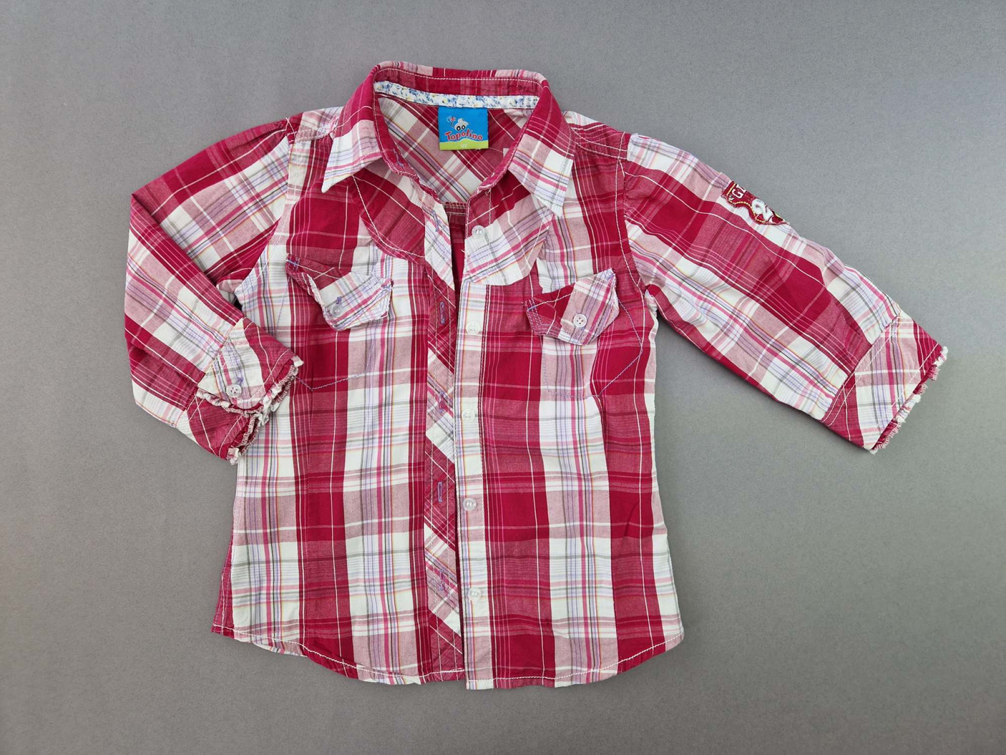 Karobluse Gr. 122 Topolino pink/weiß ¾ Arm