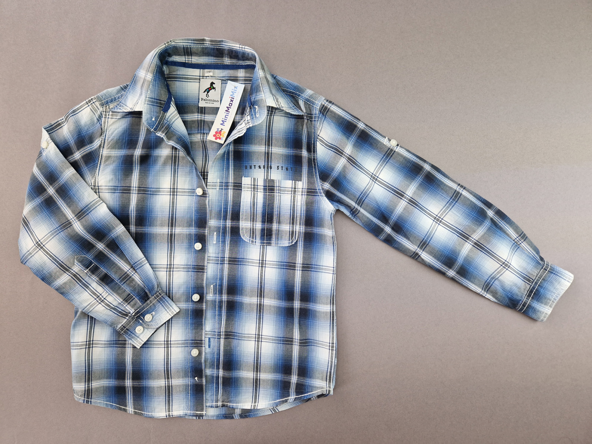 Karohemd Gr. 128 Palomino langarm (kurzarm) Blautöne