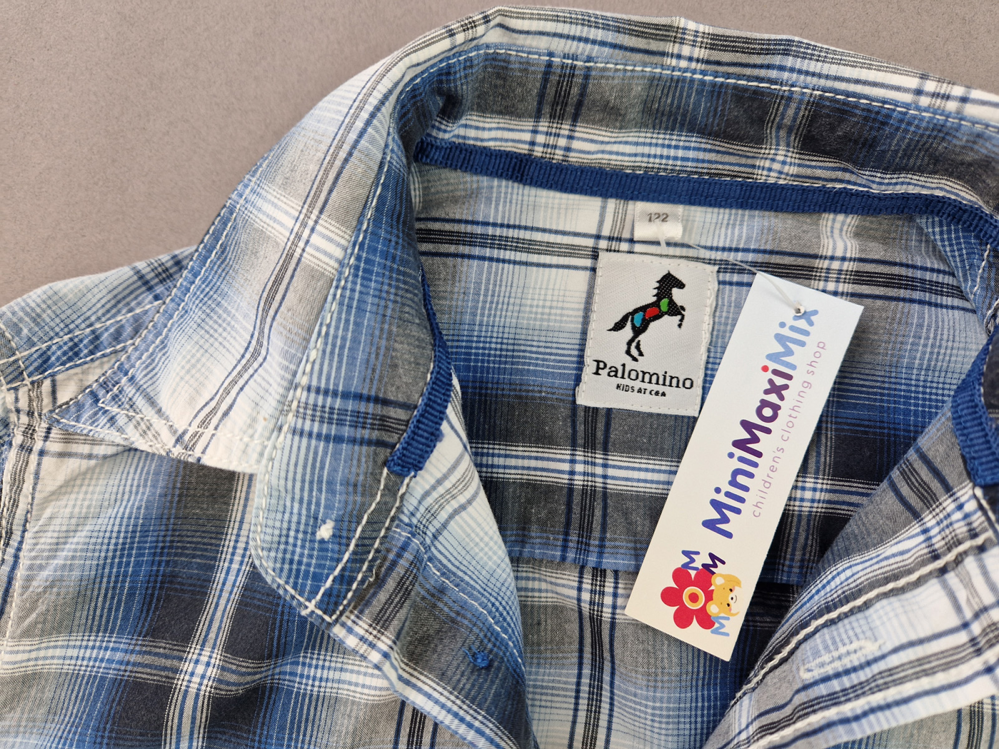 Karohemd Gr. 128 Palomino langarm (kurzarm) Blautöne