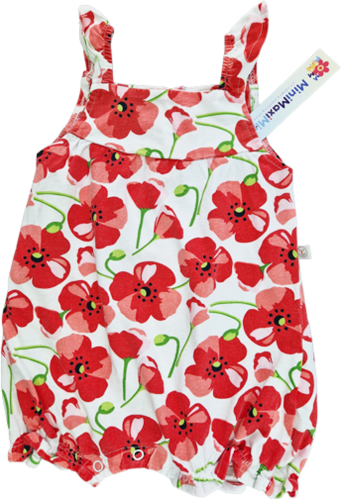 Sommerspieler Gr. 74/80 Liegelind weiß mit roten Mohnblumen