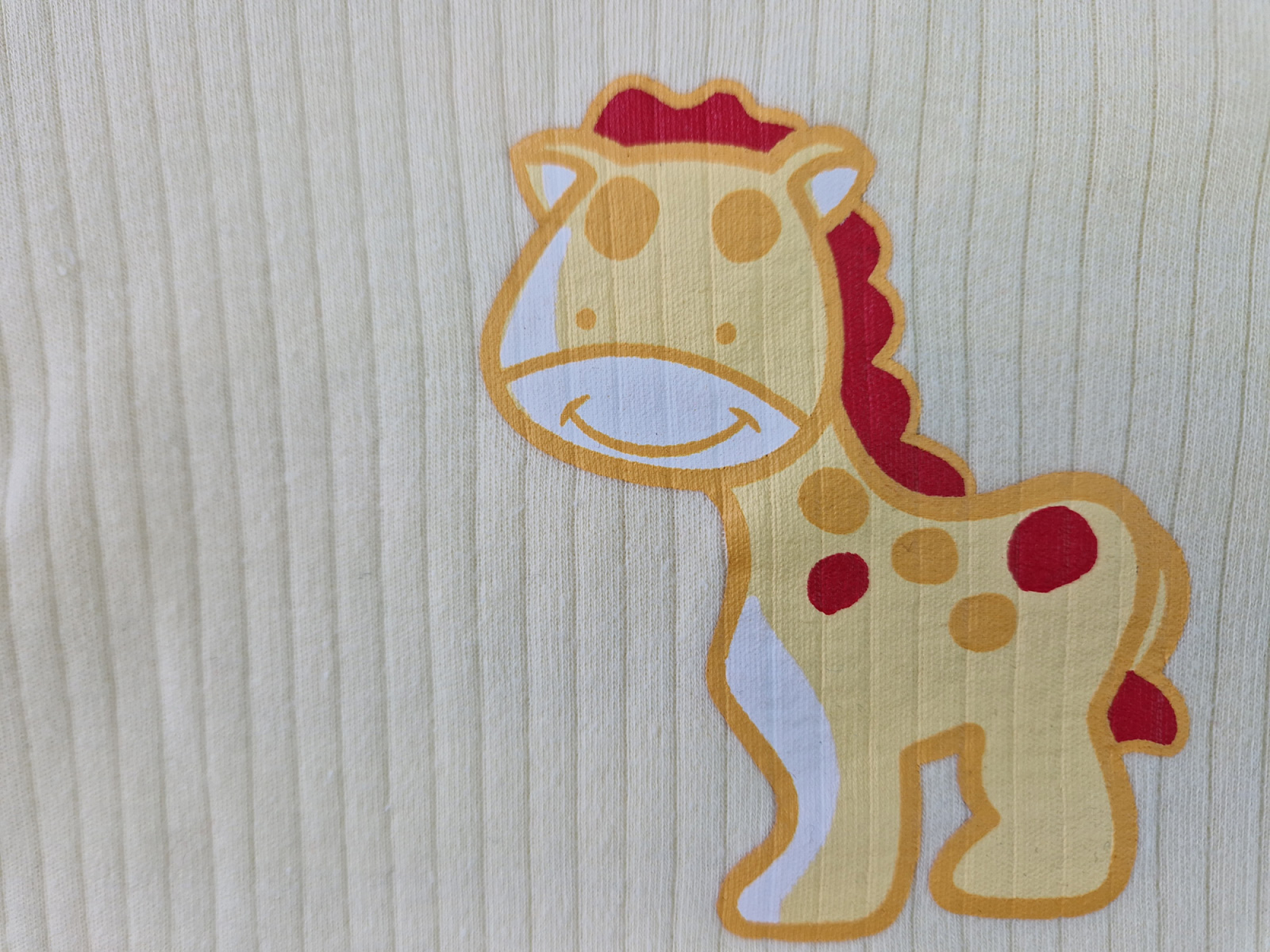 Halbarmbody Gr. 74/80 cremegelb mit Pferdchen