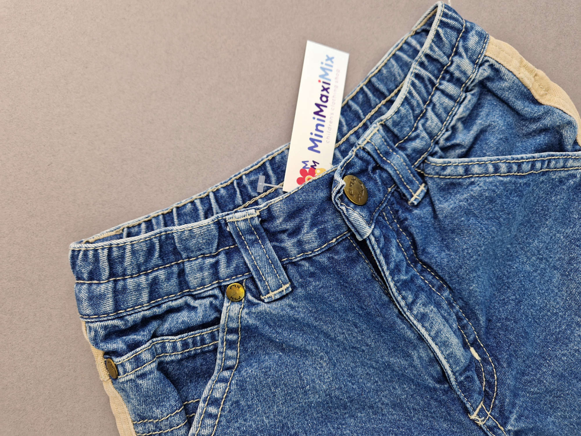 Thermojeans Gr. 116/122 blau/hellbraun lang