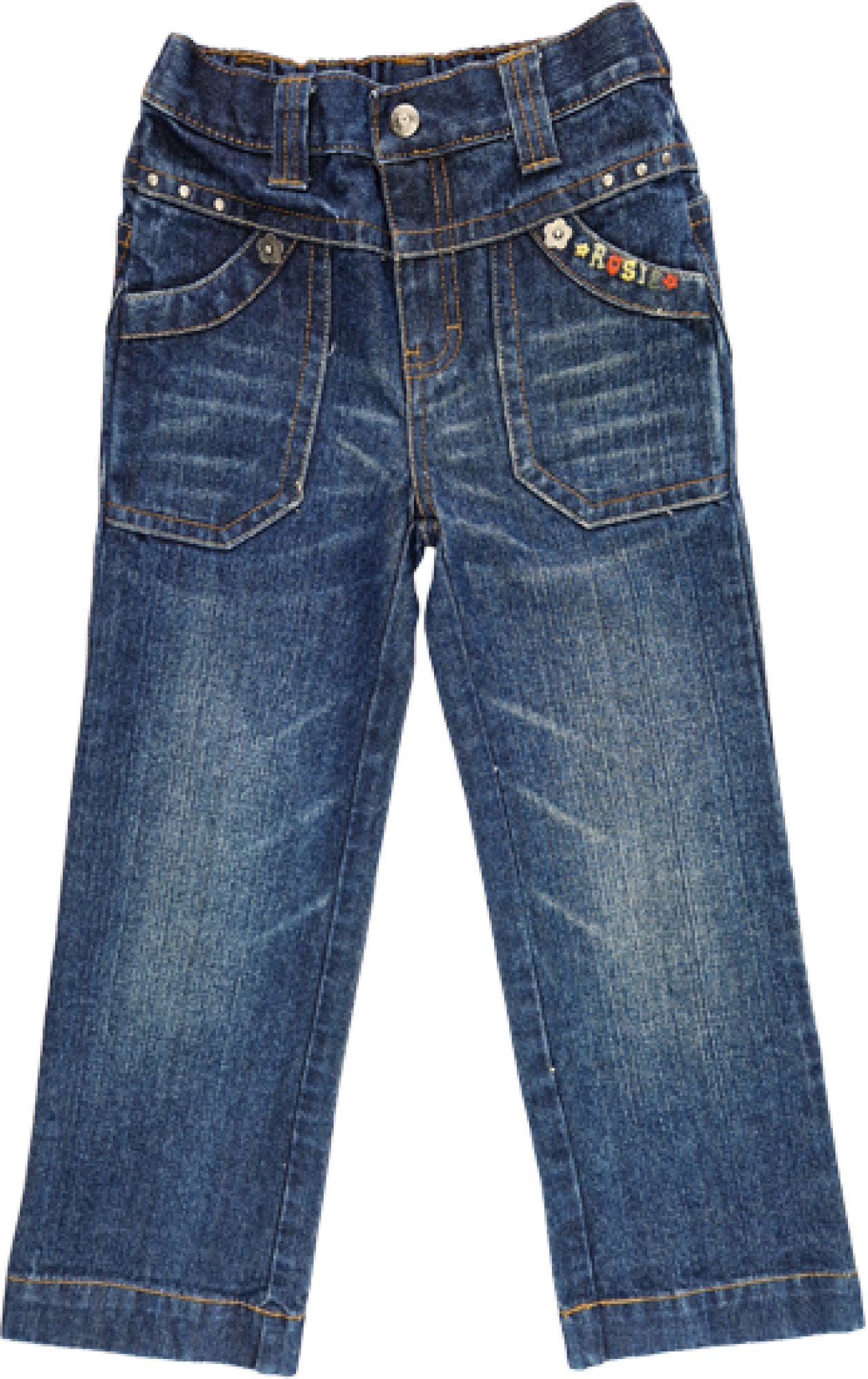 Jeanshose Gr. 122 Tik Tak dunkelblau lang mit Stickerei