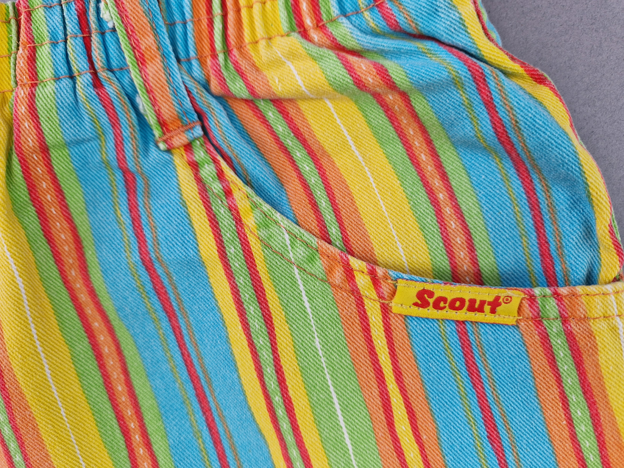 kurze Jeans Gr. 128 Sanetta (Scout) bunt orange/blau/grün/rot