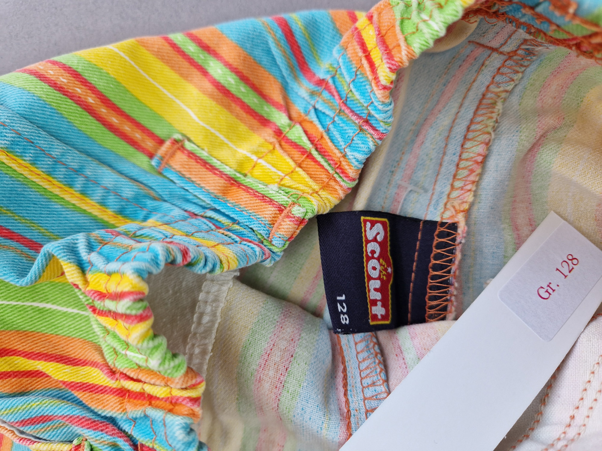 kurze Jeans Gr. 128 Sanetta (Scout) bunt orange/blau/grün/rot