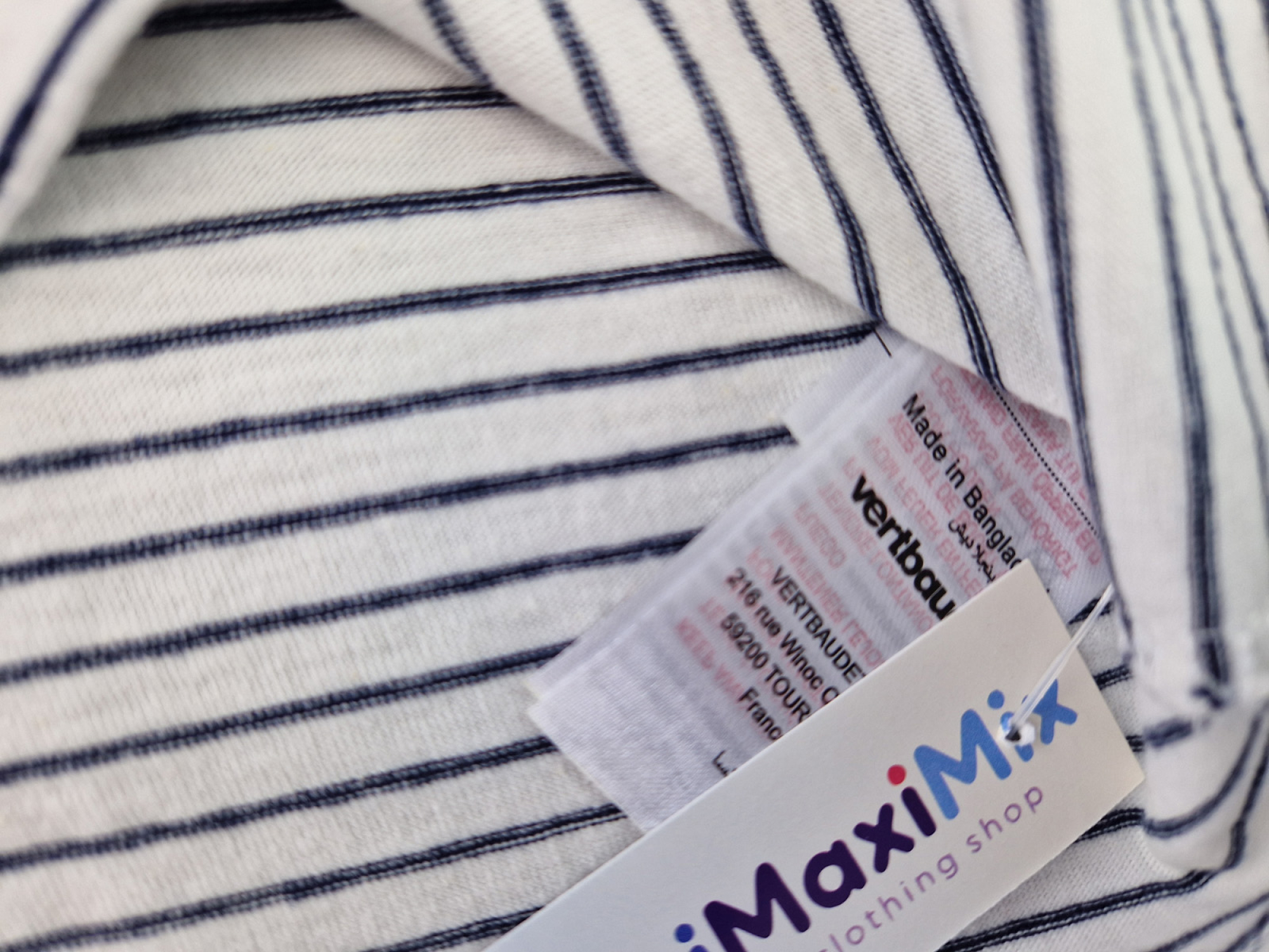 Langarmrolli Gr. 140 vertbaudet weiß/blau geringel