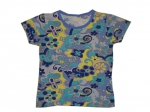 Stretchshirt Gr. 104/110 Jako-o blau mit gelbgrünen Blumen