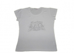 T-Shirt Gr. 122/128 Aldi weiß mit Silberglitzeraufdruck
