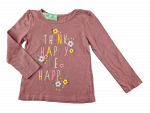 Langarmshirt Gr. 92 rotbraun – Be Happy – Glitzerblumen