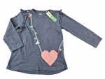 Langarmshirt Gr. 98/104 Topolino dunkelgrau Glitzerkette Herztasche