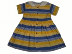 Sommerkleid Gr. 98/104 Trocadero blau/gelb mit Kragen * Zwillinge *