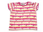 T-Shirt Gr. 68 pink/gelb/weiß gestreift mit Blumenmotiv