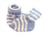 Babyschuhchen 10cm Gr. 16-18 blau gestreift selfmade