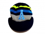Schirmmütze KU 46/47 Strickmütze blau/gelb/grau
