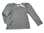 kuschliger Pullover Gr. 110/116 Zara dunkelgrau mit Perlen