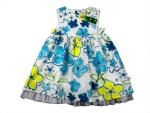 schickes Sommerkleid Gr. 80 weiß/blau/gelb Blumen Tüll