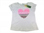 T-Shirt Gr. 92/98 H&M weiß Glitzerherz Pailletten
